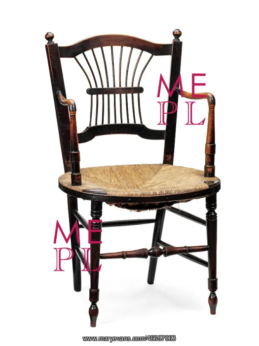 : Armchair. Rossetti armchair, ebonised wood with rush seat : Armchair. Rossetti armchair, ebonised wood with rush seat