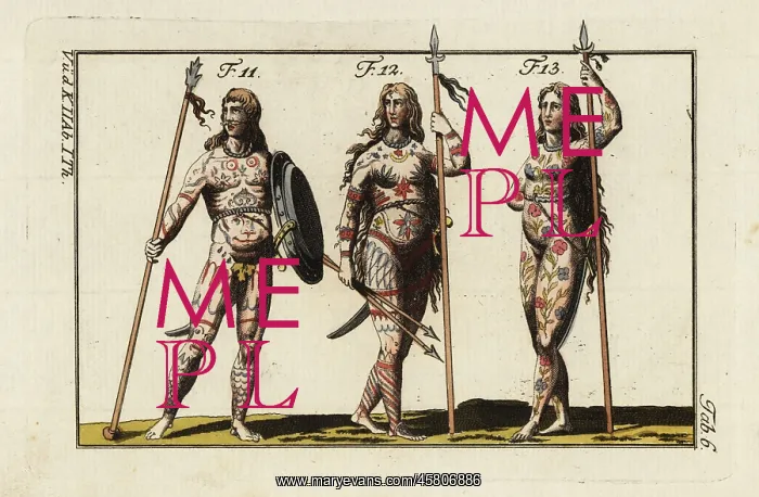 : Three armed Picts with body painting : Three armed Picts with body painting