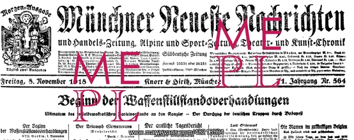 : Armisitce negotiations announced in a Bavarian newspaper, 19 : Armisitce negotiations announced in a Bavarian newspaper, 19