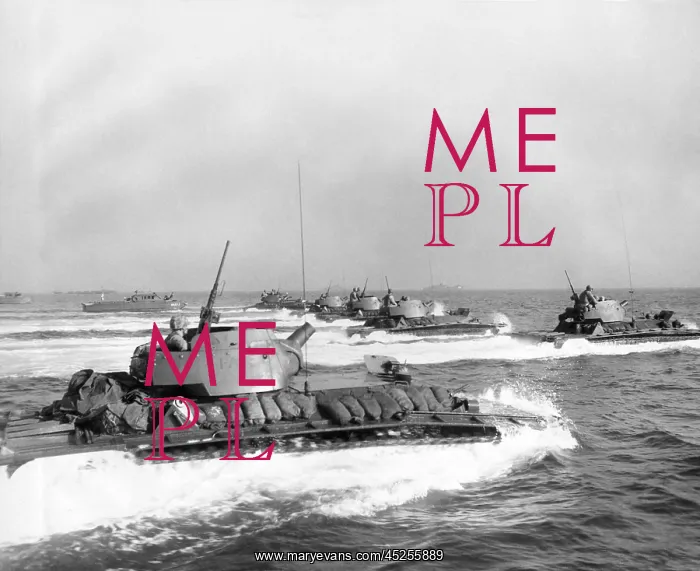 : Armored amphibious tractors in the first waves : Armored amphibious tractors in the first waves