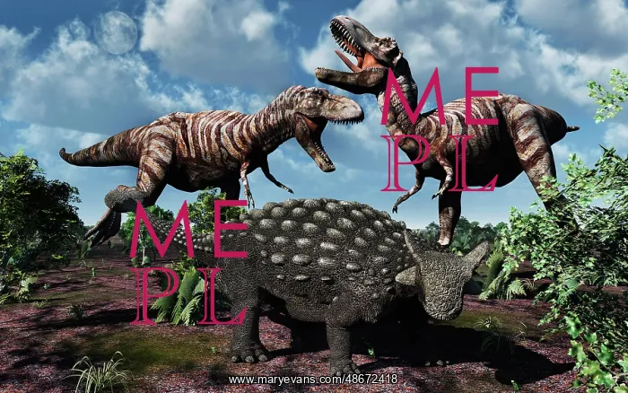 : An armored Ankylosaurus protecting itself from : An armored Ankylosaurus protecting itself from
