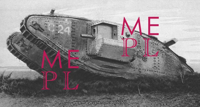 : Armoured tank in action, 1917 : Armoured tank in action, 1917