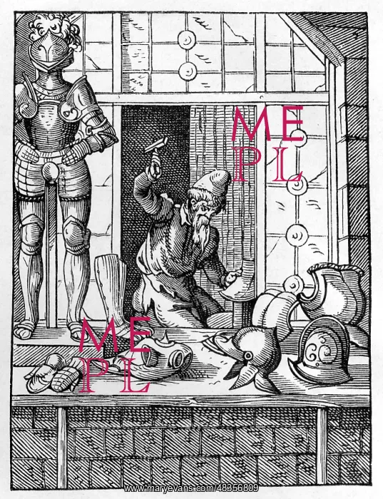 : The Armourer. Armourer in his workshop is using : The Armourer. Armourer in his workshop is using