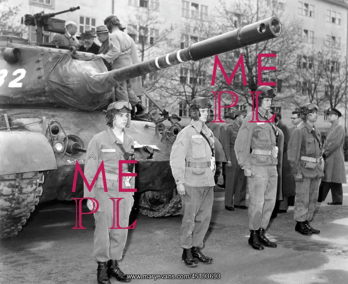 : Arms inspection of the US Army in front of Bavarian members : Arms inspection of the US Army in front of Bavarian members