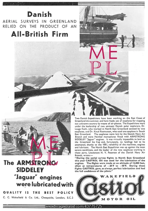 : Armstrong-Siddeley Endorse Castrol For Their Aero-Engines : Armstrong-Siddeley Endorse Castrol For Their Aero-Engines