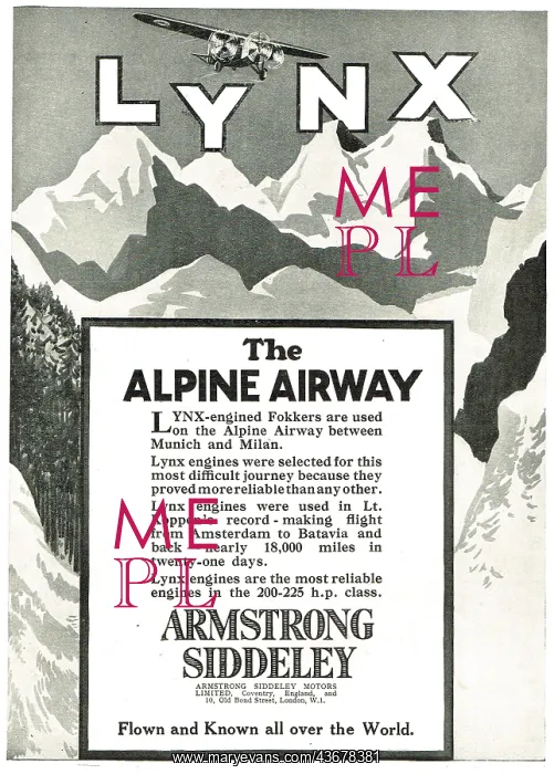 : Armstrong Siddeley Lynx Aero Engine For The Alpine Airway : Armstrong Siddeley Lynx Aero Engine For The Alpine Airway