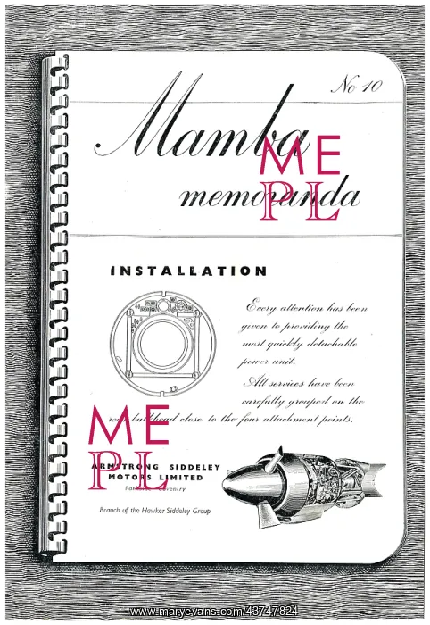 : Armstrong Siddeley Mamba Memoranda #10 : Armstrong Siddeley Mamba Memoranda #10