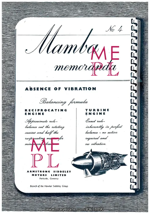 : Armstrong Siddeley Mamba Memoranda #4 : Armstrong Siddeley Mamba Memoranda #4