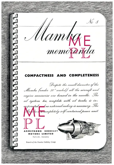 : Armstrong Siddeley Mamba Memoranda #8 : Armstrong Siddeley Mamba Memoranda #8