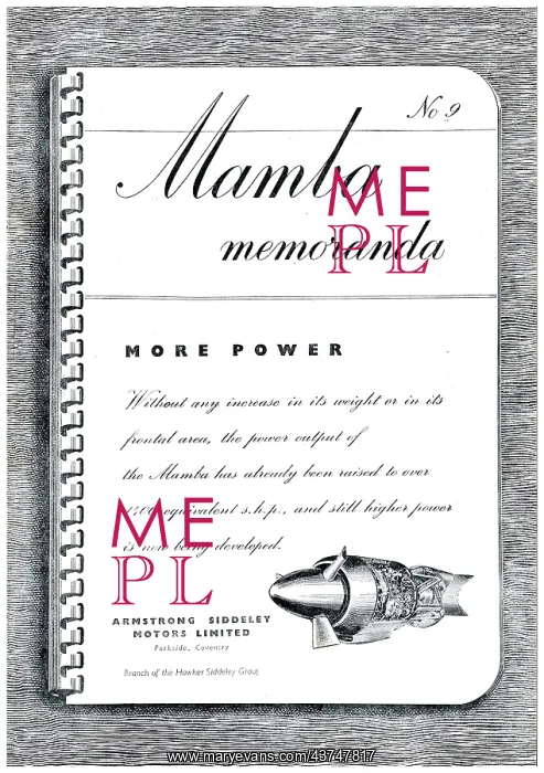 : Armstrong Siddeley Mamba Memoranda #9 : Armstrong Siddeley Mamba Memoranda #9