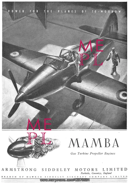 : Armstrong Siddeley Mamba Turboprop 1948 Advert : Armstrong Siddeley Mamba Turboprop 1948 Advert