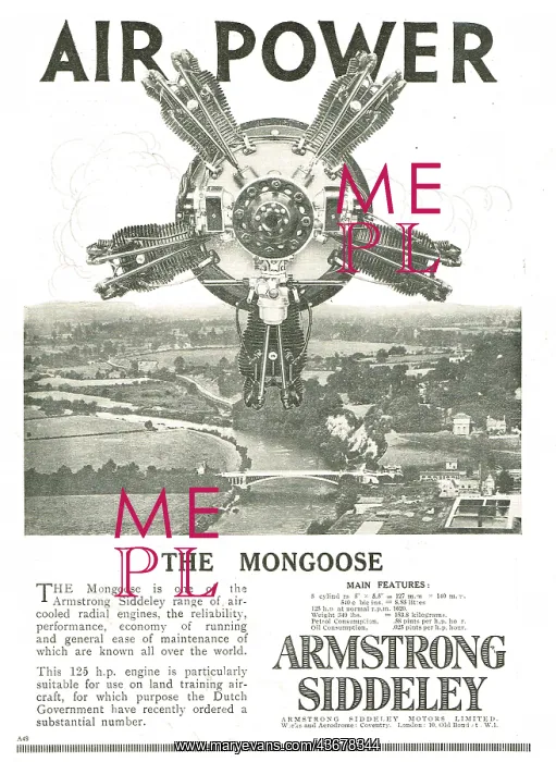 : Armstrong Siddeley Mongoose 125 HP Aero Engine : Armstrong Siddeley Mongoose 125 HP Aero Engine