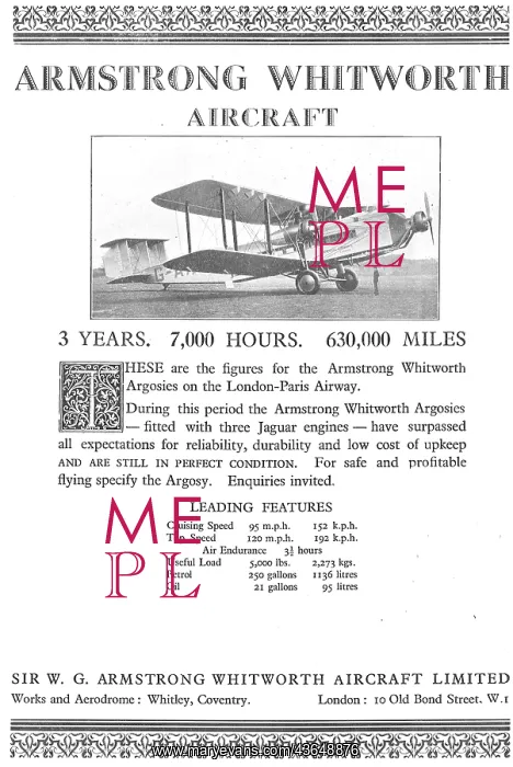 : Armstrong Whitworth Argosy. 3 Years : Armstrong Whitworth Argosy. 3 Years