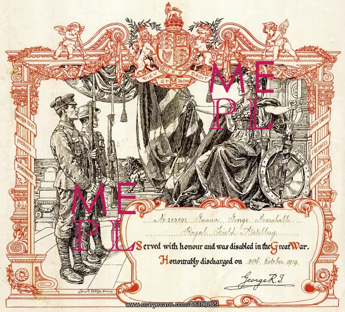 : Army Certificate of Honourable Discharge, WW1 : Army Certificate of Honourable Discharge, WW1