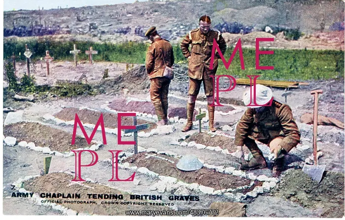  : Army chaplain tending British graves, WW1