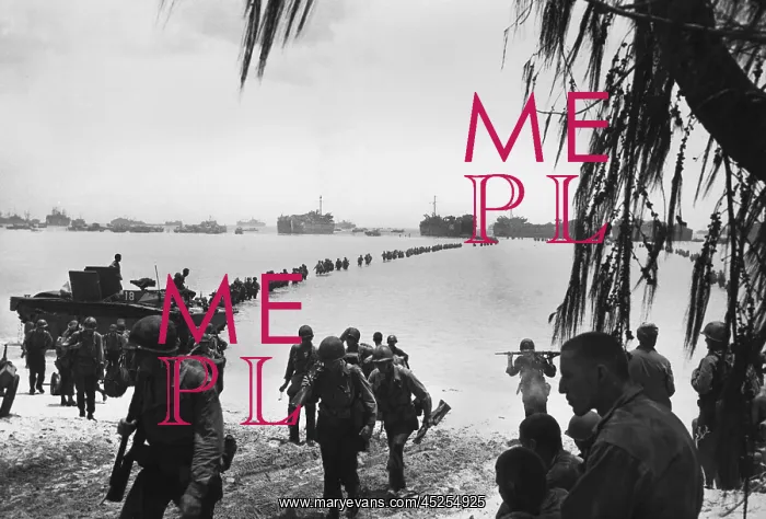 : Army reinforcements wade ashore on Saipan without : Army reinforcements wade ashore on Saipan without