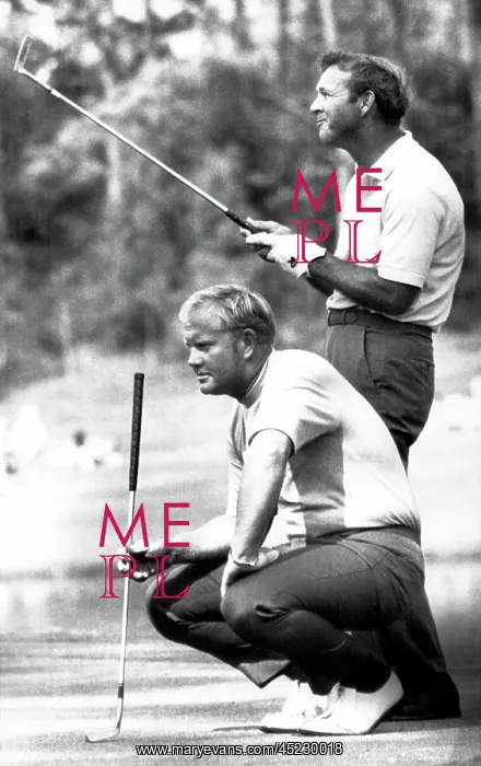 : Arnold Palmer with Jack Nicklaus (crouching), ? : Arnold Palmer with Jack Nicklaus (crouching), ?