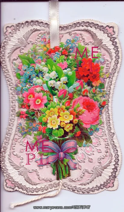 : Arrangement of assorted flowers on a greetings card : Arrangement of assorted flowers on a greetings card