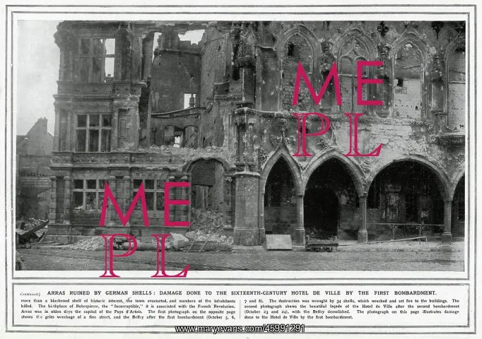 : Arras ruined by German shells : Arras ruined by German shells