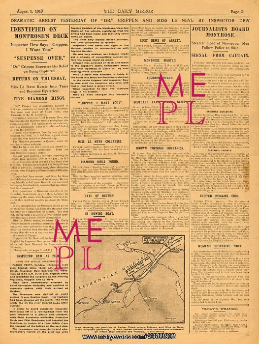 : Arrest of Dr Crippen and Miss Le Neve : Arrest of Dr Crippen and Miss Le Neve