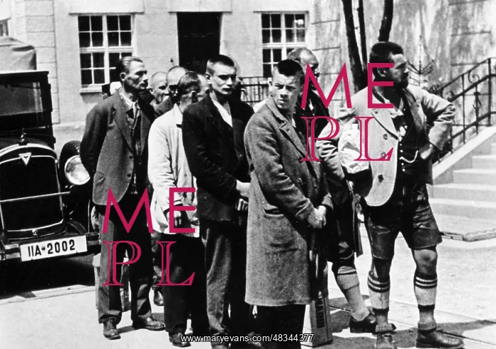  : Arrested men arrive at the Dachau concentration camp, 1933