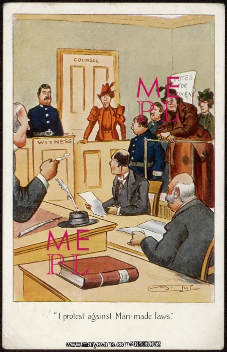  : Arrested Suffragette in the Dock prtests against man-made