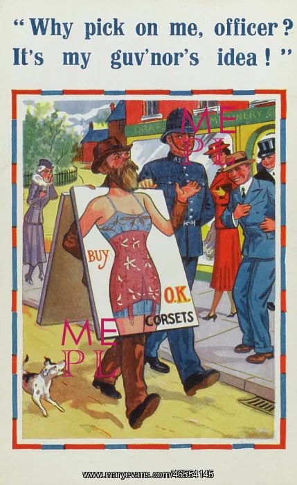 : Arrested for wearing a corset advertising placard : Arrested for wearing a corset advertising placard
