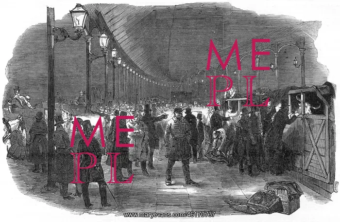 : Arrival of cattle, railway terminus, Euston Square 1849 : Arrival of cattle, railway terminus, Euston Square 1849