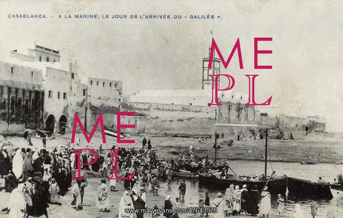 : Arrival of French cruiser Galilee, Casablanca, Morocco : Arrival of French cruiser Galilee, Casablanca, Morocco