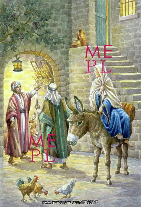 : Arrival at the Inn ' Mary, Joseph & Innkeeper : Arrival at the Inn ' Mary, Joseph & Innkeeper