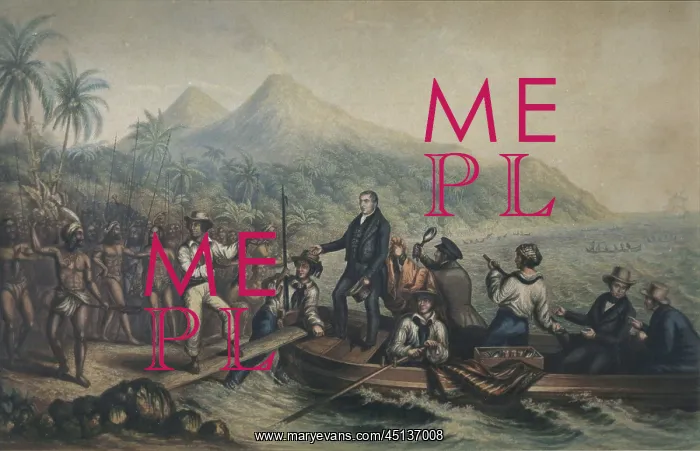 : Arrival of John Williams in Vanuatu, engraving : Arrival of John Williams in Vanuatu, engraving