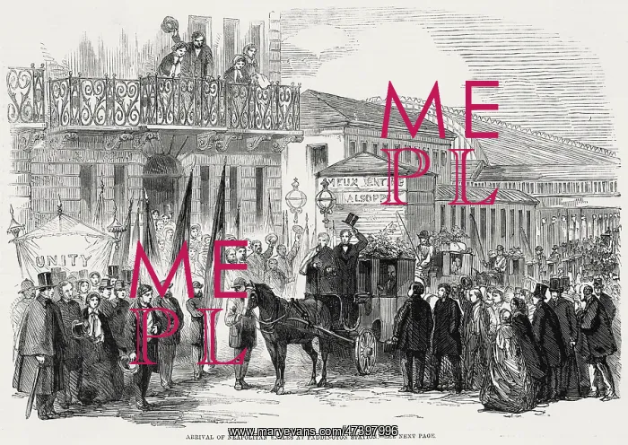 : Arrival of Neapolitan exiles at Paddington Station, London : Arrival of Neapolitan exiles at Paddington Station, London