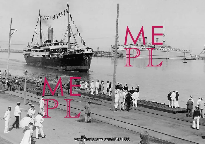 : Arrival of the passenger ship Admiral Tirpitz in the harbo : Arrival of the passenger ship Admiral Tirpitz in the harbo