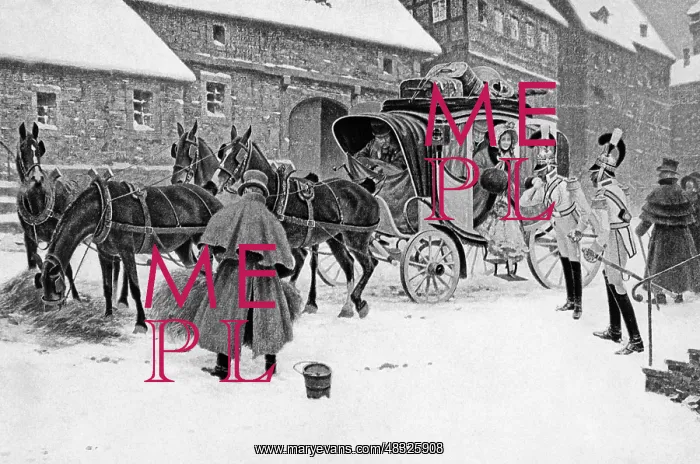 : Arrival of a stagecoach, 1815 : Arrival of a stagecoach, 1815