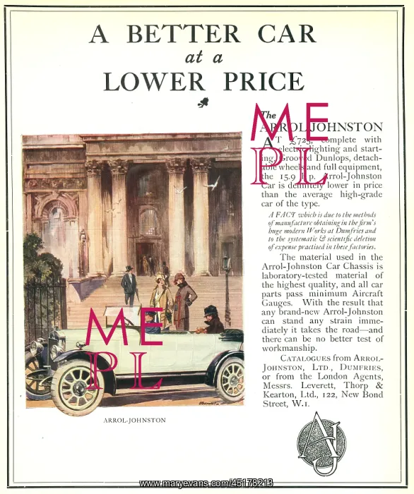: Arrol-Johnston Advertisement : Arrol-Johnston Advertisement
