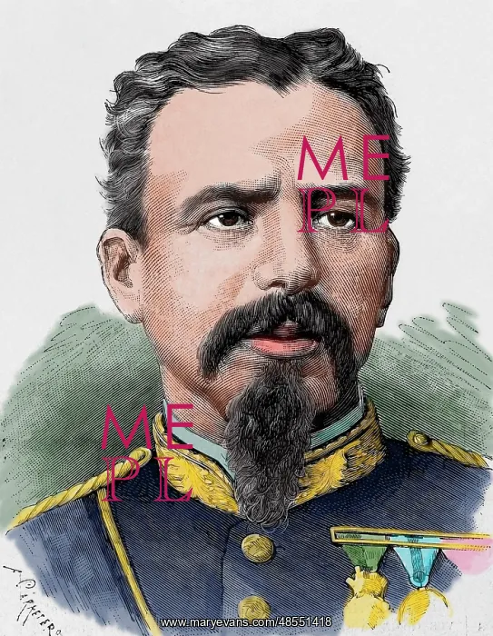 : Arsenio Martinez Campos (1831-1900). Engraving. Colored : Arsenio Martinez Campos (1831-1900). Engraving. Colored