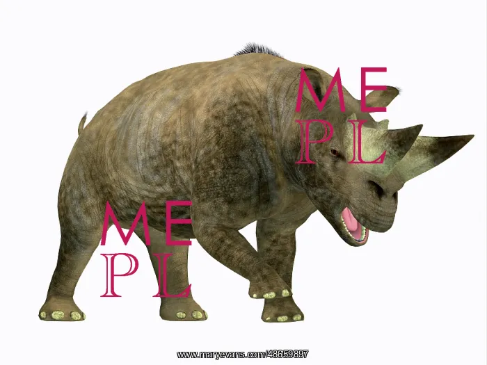 : Arsinoitherium mammal, side profile : Arsinoitherium mammal, side profile