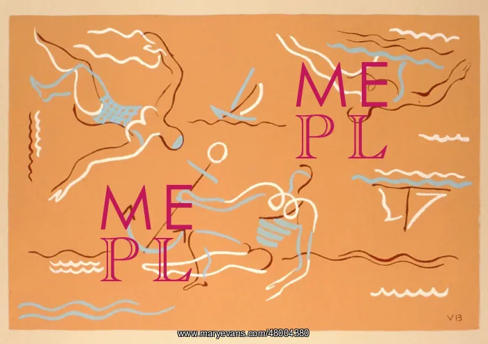 : Art deco abstract graphic design of swimmers : Art deco abstract graphic design of swimmers