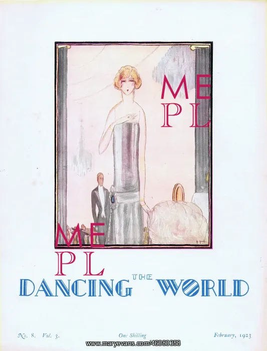 : Art deco cover of The Dancing World Magazine, February 1923 : Art deco cover of The Dancing World Magazine, February 1923
