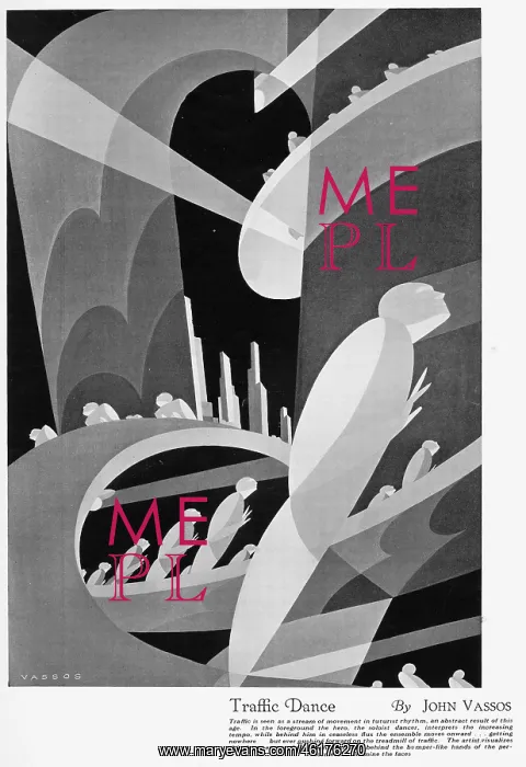  : Art Deco drawing by John Vassos called Traffic Dance, 1930
