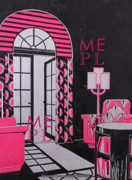 : Art deco style illustration, sofa, window design : Art deco style illustration, sofa, window design