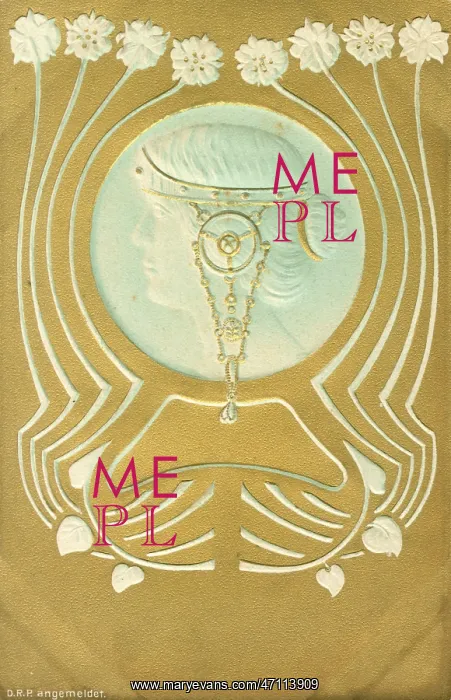  : Art Nouveau abstract design with face in profile