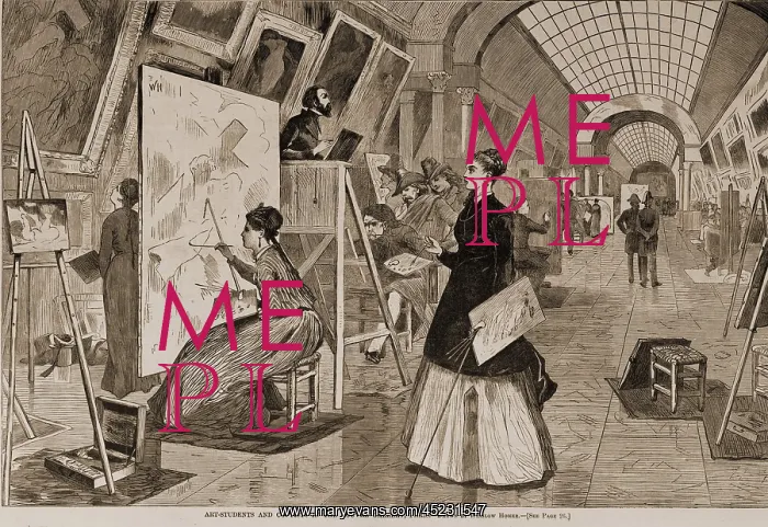 : Art students and copyists, Louvre, Paris, by Winslow Homer : Art students and copyists, Louvre, Paris, by Winslow Homer