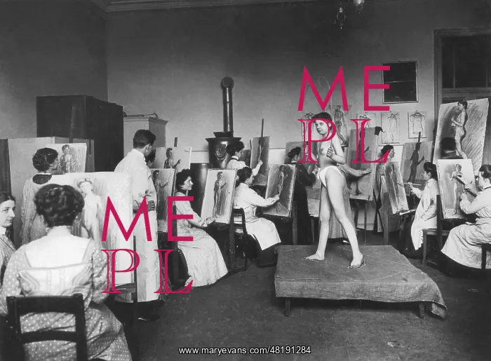 : Art students during the lesson, 1907 : Art students during the lesson, 1907