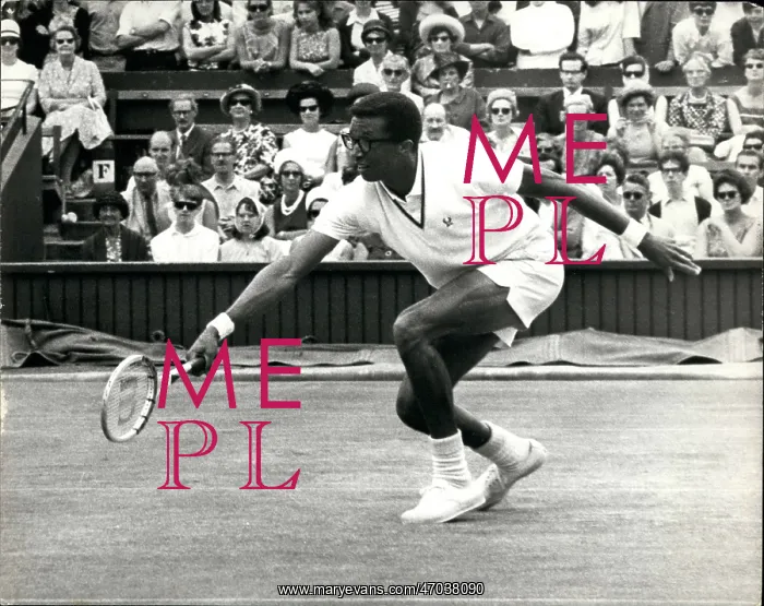 : Arthur Ashe in tennis match at Wimbledon : Arthur Ashe in tennis match at Wimbledon