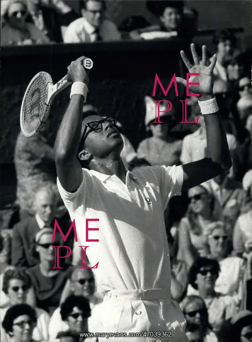 : Arthur Ashe in tennis match at Wimbledon : Arthur Ashe in tennis match at Wimbledon