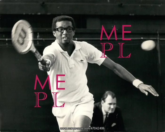 : Arthur Ashe in tennis match at Wimbledon : Arthur Ashe in tennis match at Wimbledon