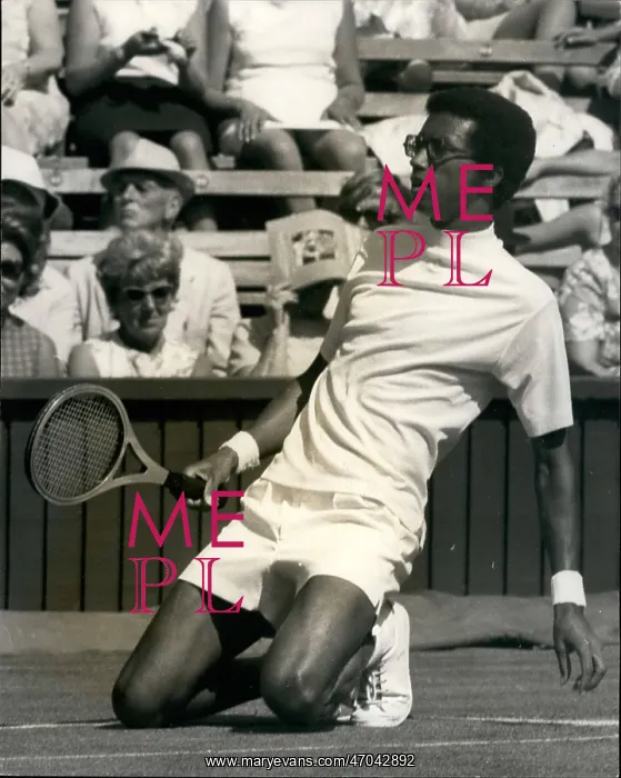 : Arthur Ashe in tennis match at Wimbledon : Arthur Ashe in tennis match at Wimbledon