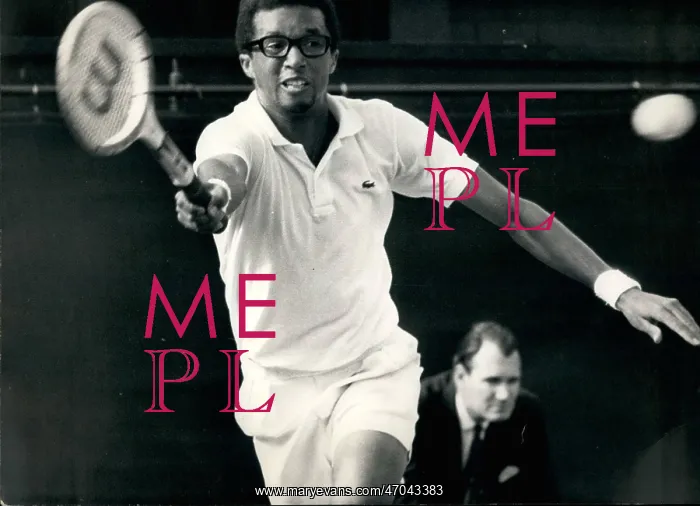 : Arthur Ashe in tennis match at Wimbledon : Arthur Ashe in tennis match at Wimbledon