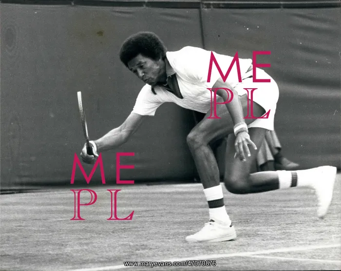 : Arthur Ashe in tennis match at Wimbledon : Arthur Ashe in tennis match at Wimbledon